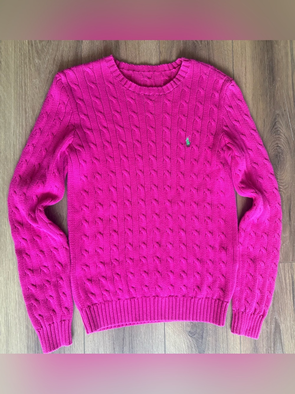 Polo Ralph Lauren Pink Cable Knit Preppy Old Money Sweater Size S